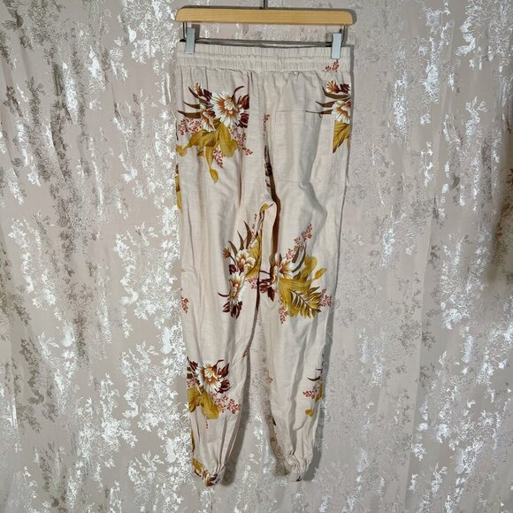 Urban Outfitters UO Drawstring Joggers Tan Floral Print Women's Size S - Picture 4 of 8